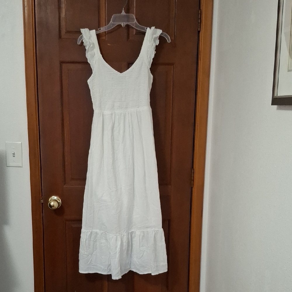 Old Navy White Eyelet Sleeveless Midi Dress Size Sm. Cotton Blend Spring Summer - Picture 1 of 6